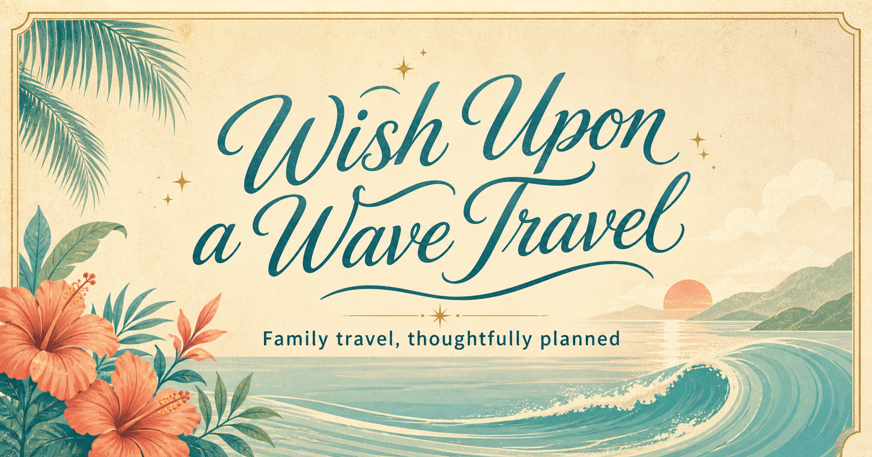 Wish Upon a Wave Travel seaside postcard artwork